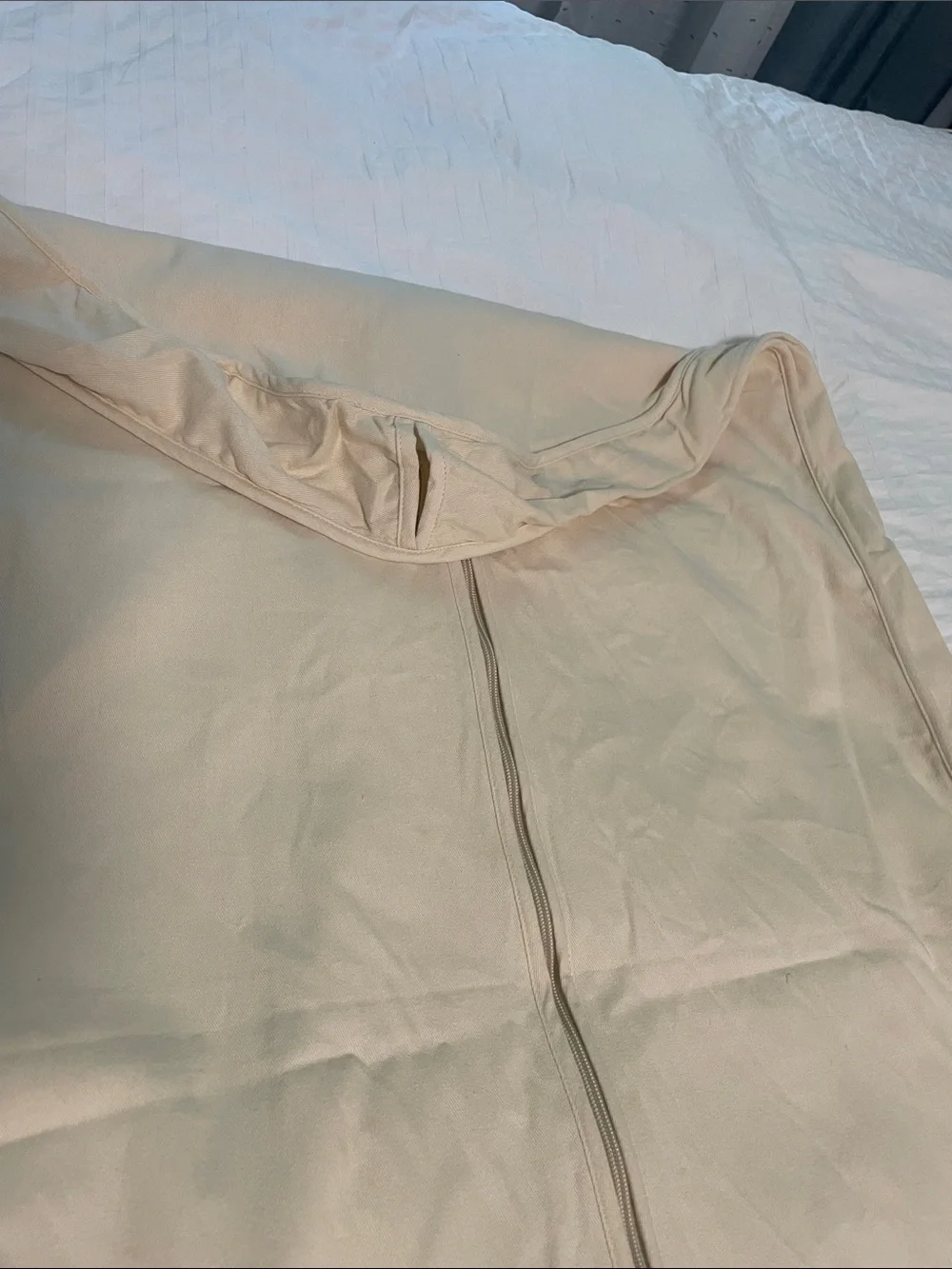 Louis Vuitton Beige Garment Bag with Black Hangers and Gold Hooks